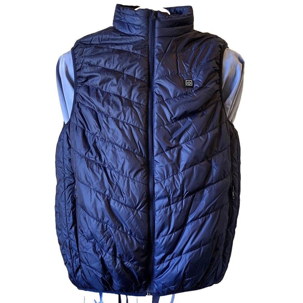 Heated Puffer Vest Sleeveless USB Blue Zip Changetown M L Women Ski Snowboard